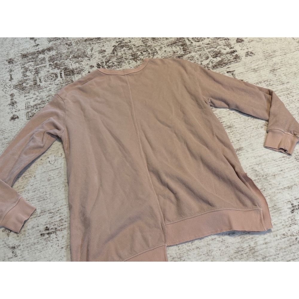 Wilt Womens M Pink Striped Asymmetrical Hem Long Sleeve Sweatshirt Made in USA - Picture 7 of 7